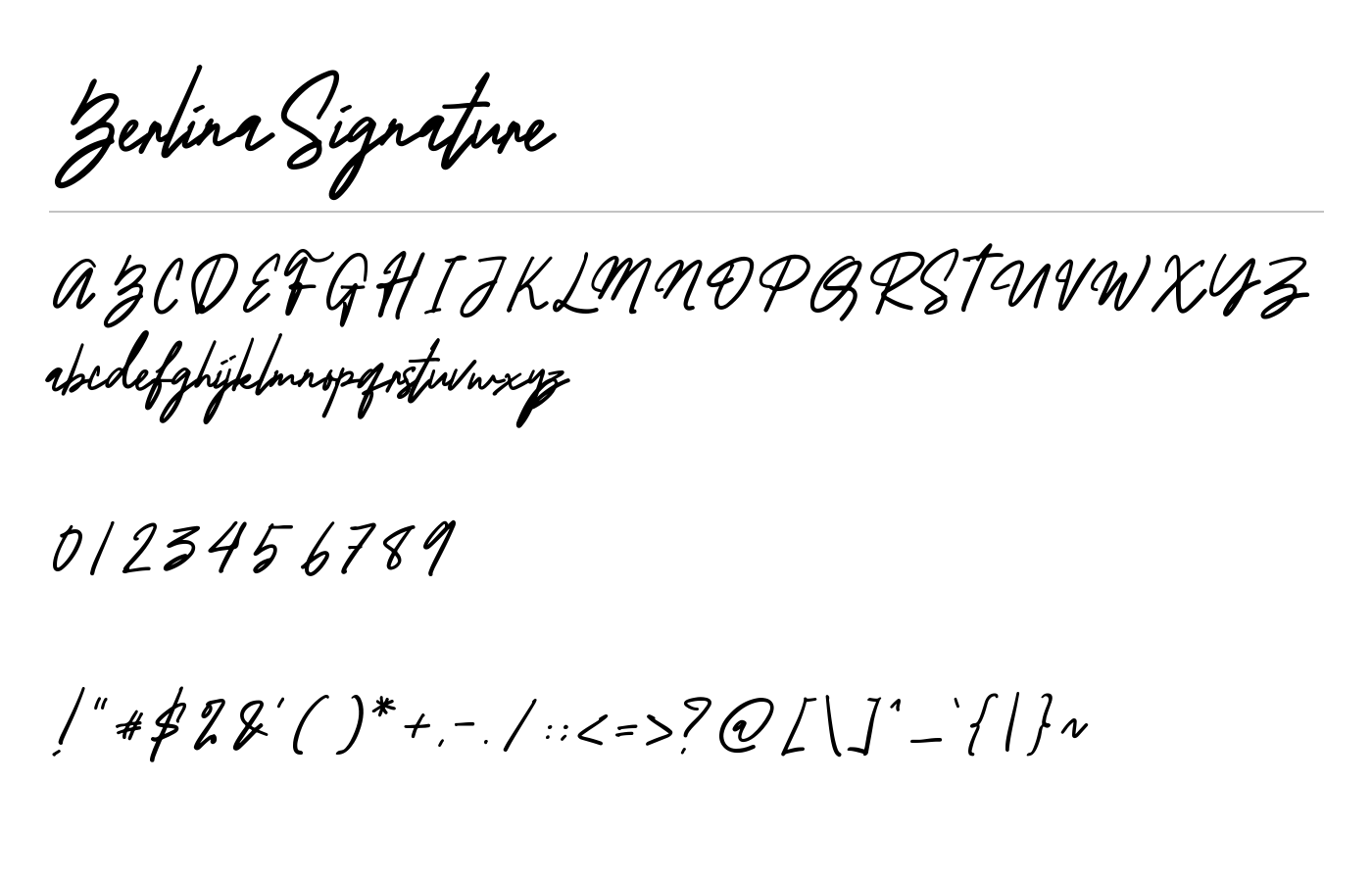 BerlinaSignature Font preview