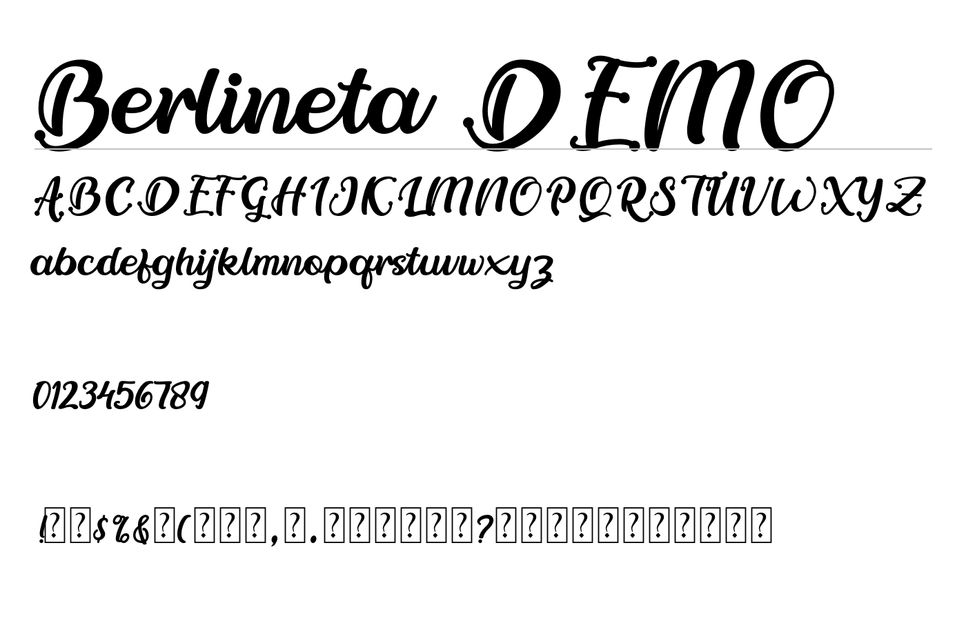 Berlineta DEMO Font preview