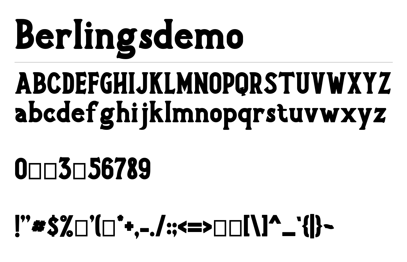 Berlingsdemo Font preview