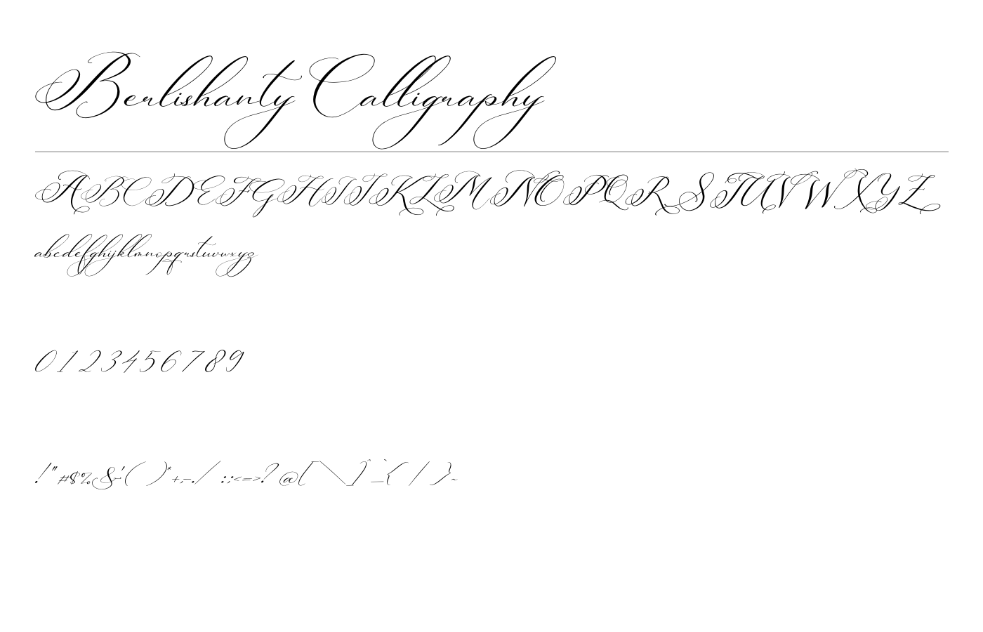 Berlishanty Calligraphy Font preview