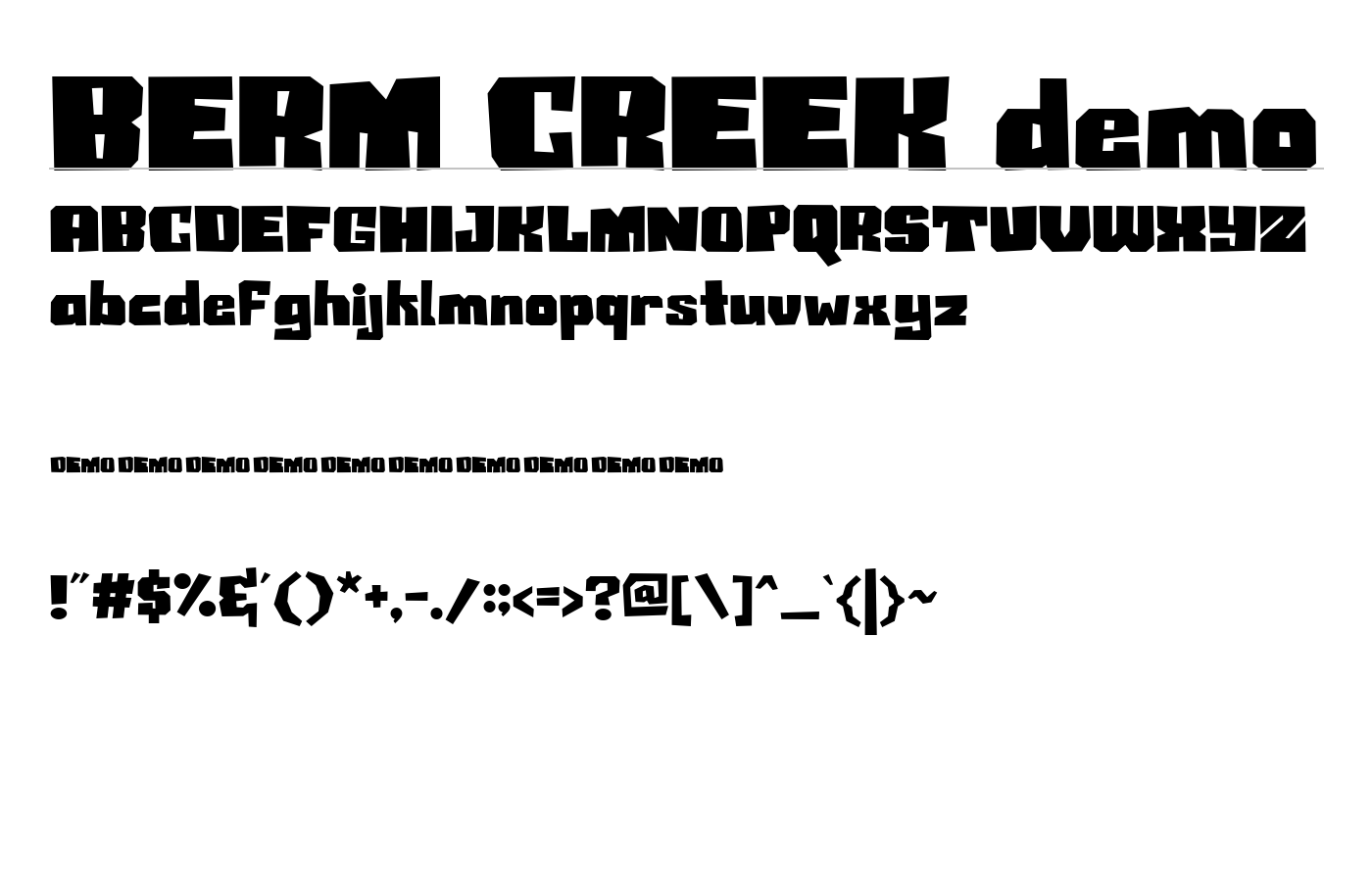 BERM CREEK demo Font preview