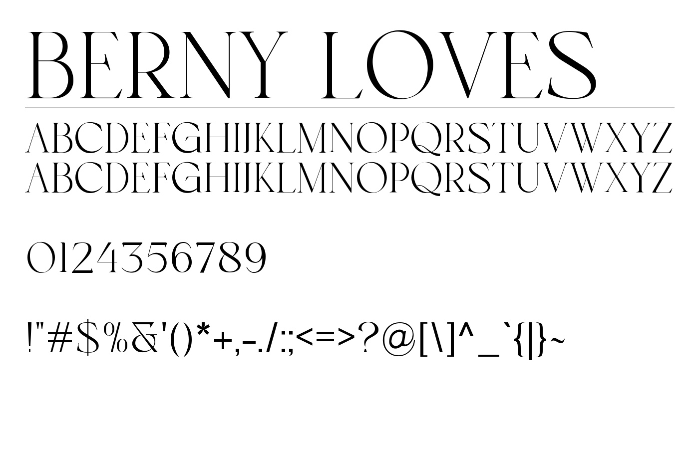 BERNY LOVES Font preview