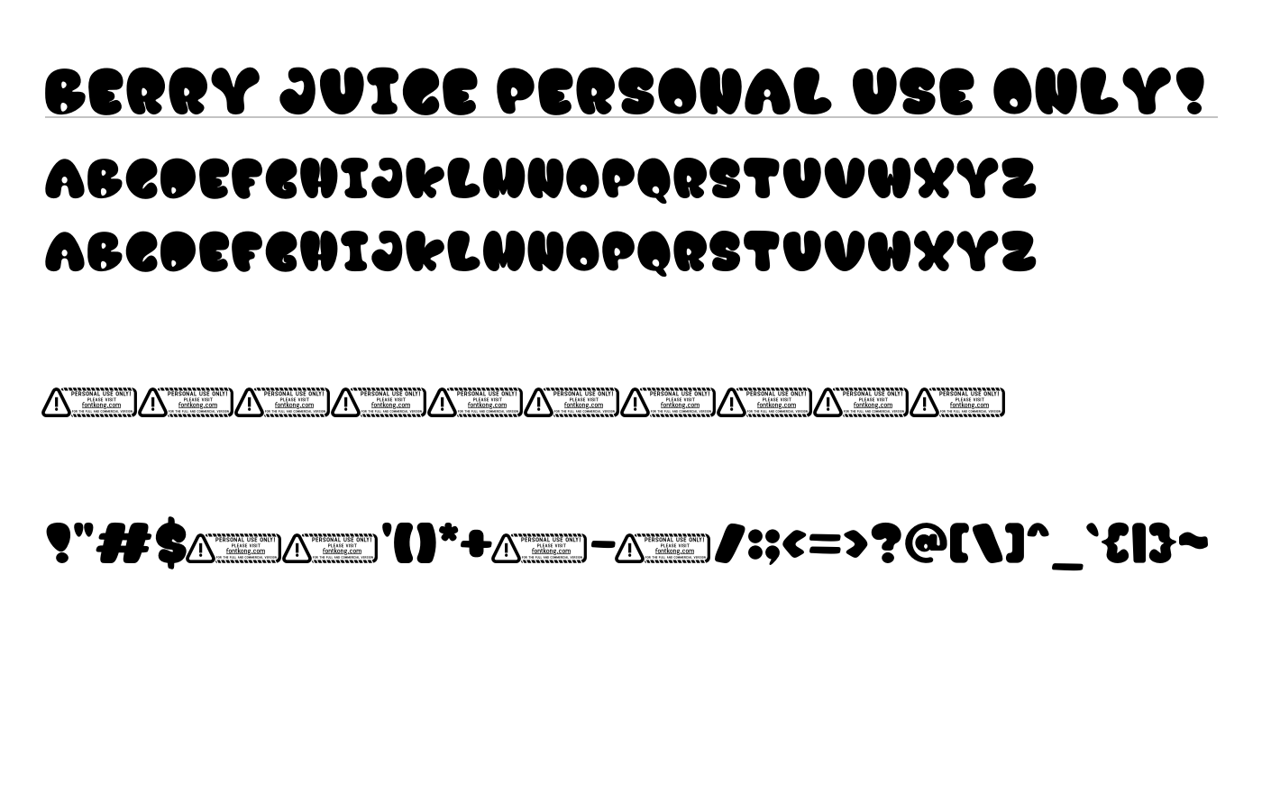 Berry Juice PERSONAL USE ONLY! Font preview