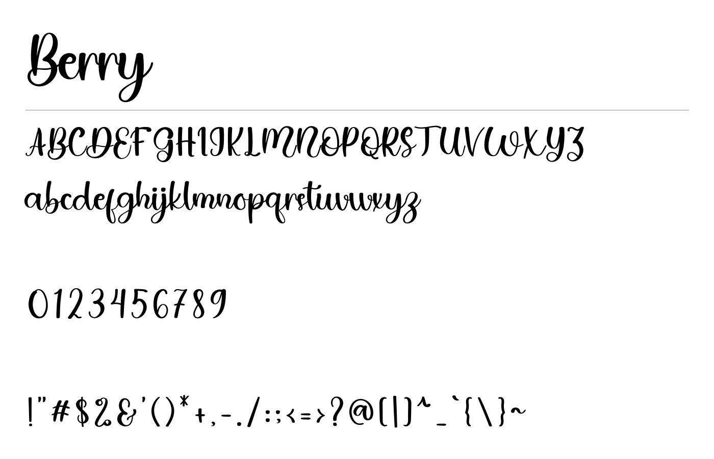 Berry Font preview