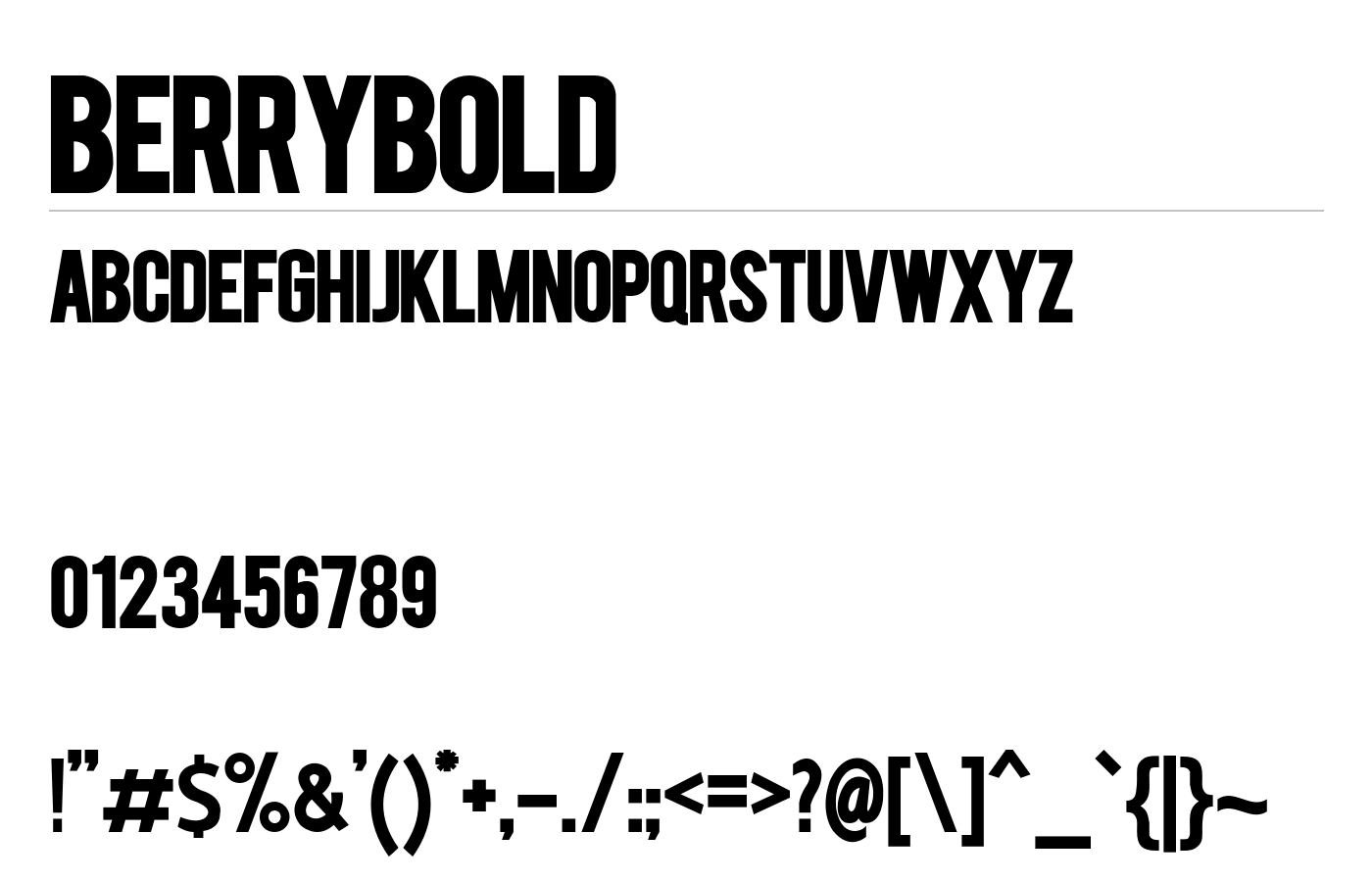BERRYBOLD Font preview