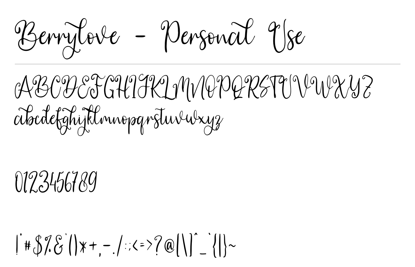 Berrylove - Personal Use Font preview