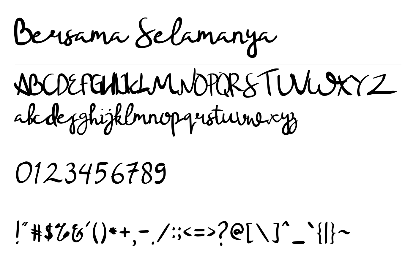 Bersama Selamanya Font preview