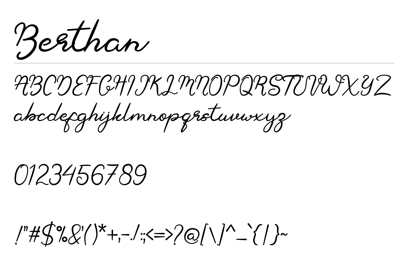 Berthan Font preview