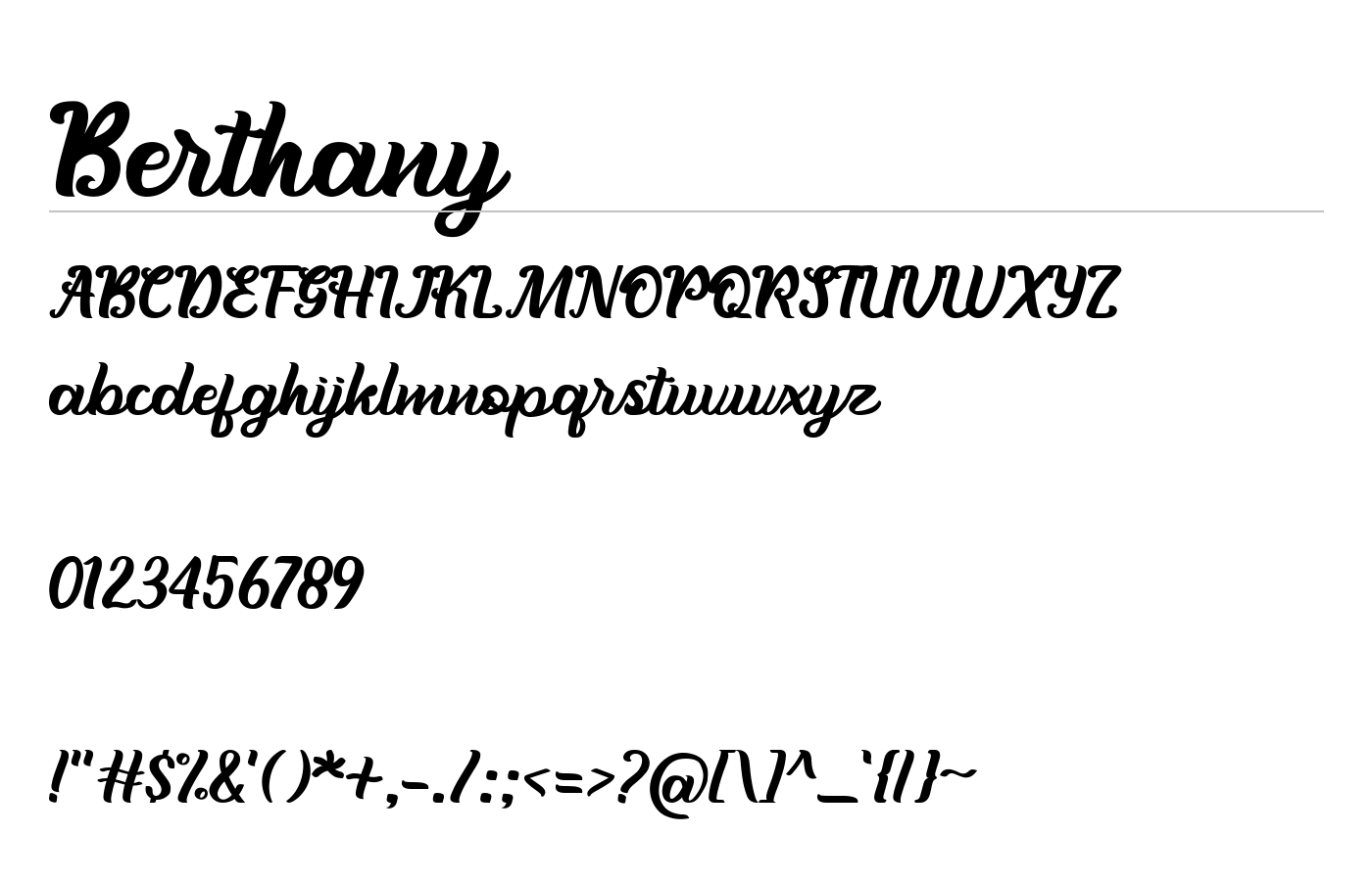 Berthany Font preview
