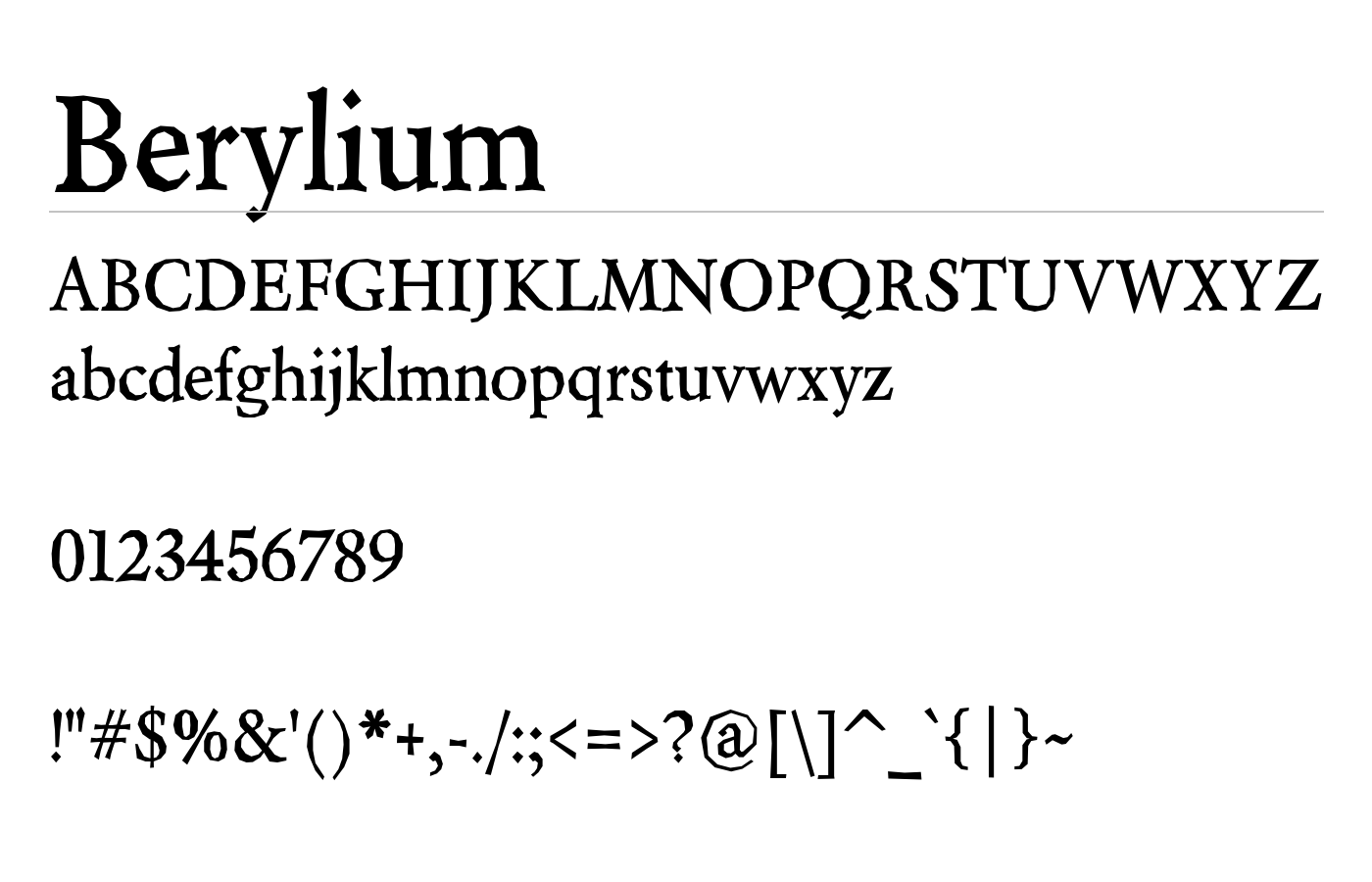 Berylium Font preview