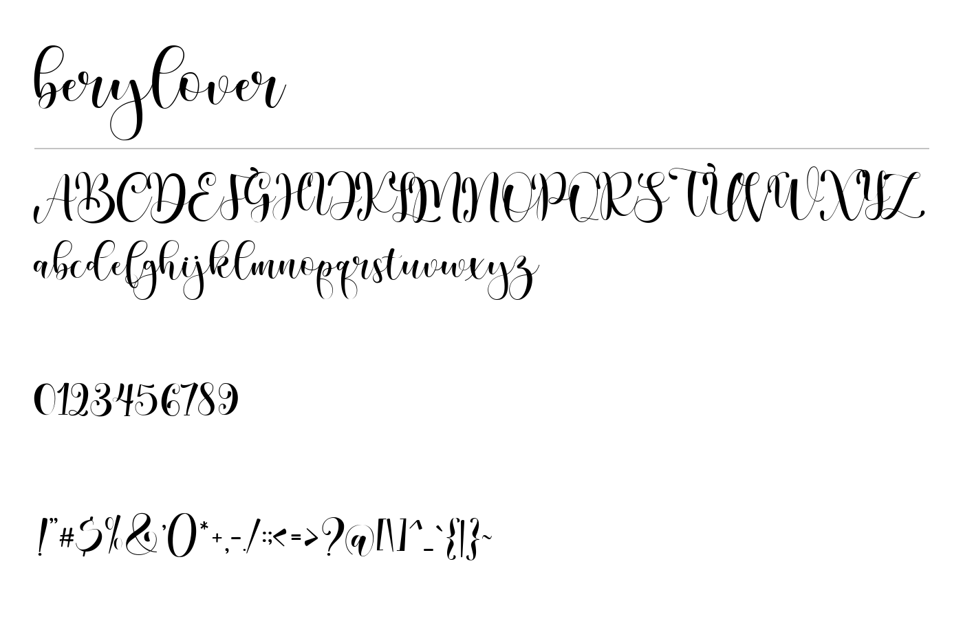 berylover Font preview
