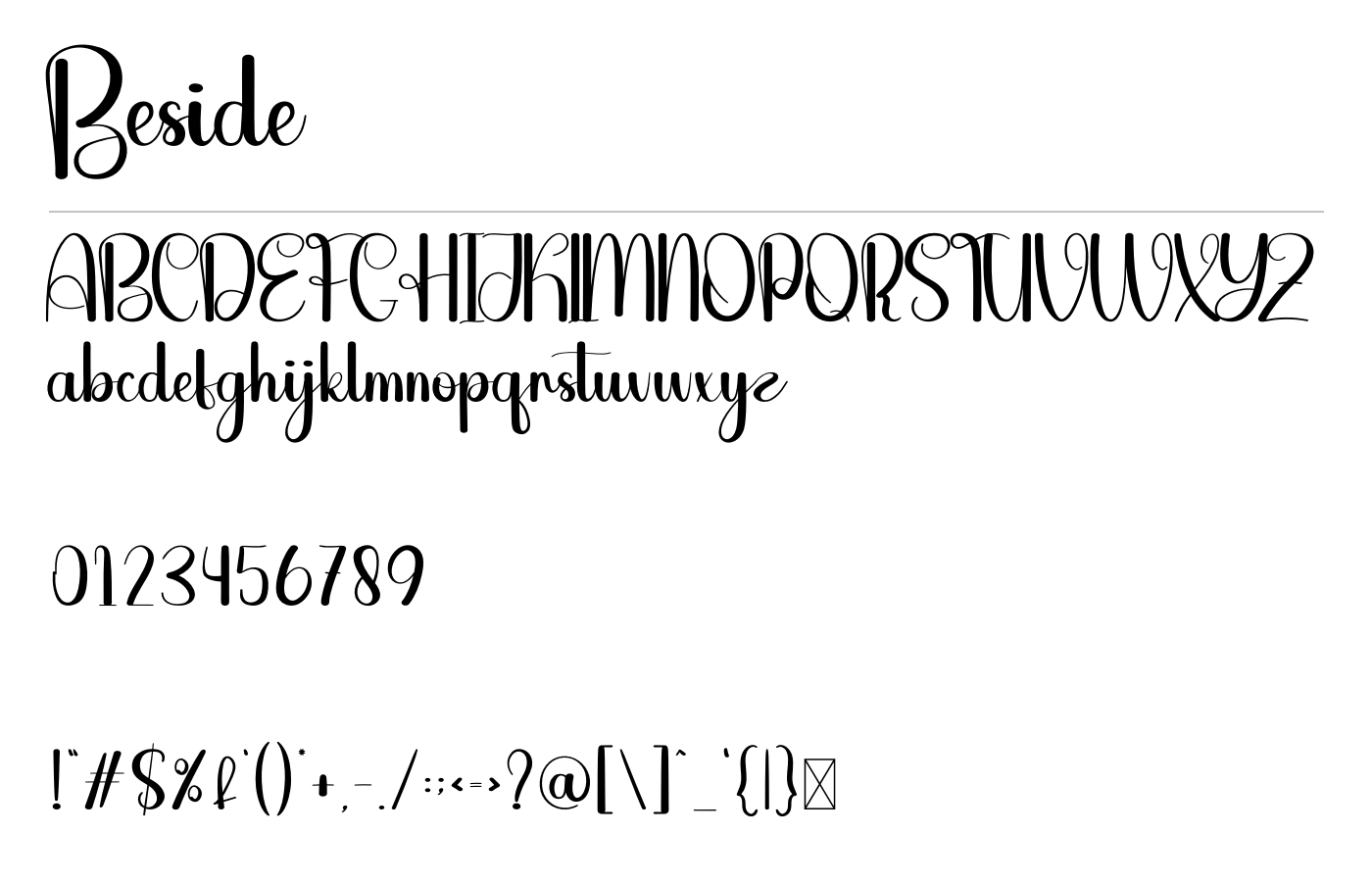 Beside Font preview