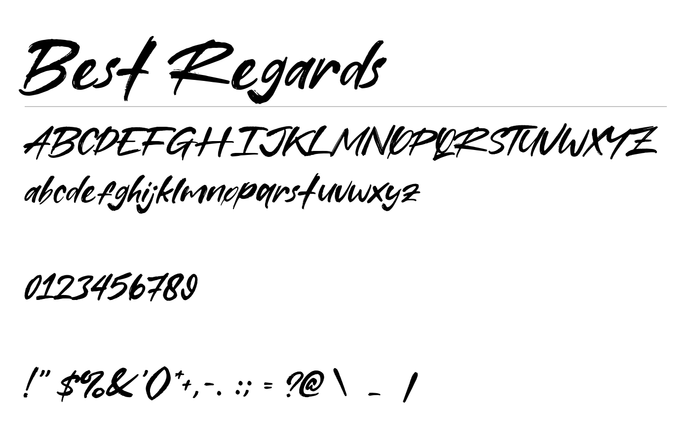 Best Regards Font preview