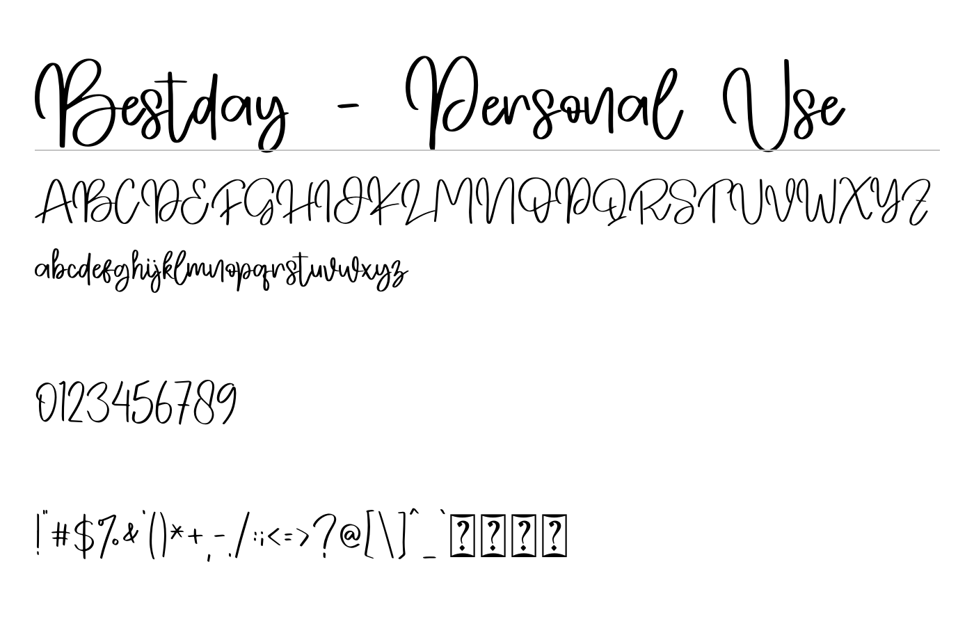 Bestday - Personal Use Font preview