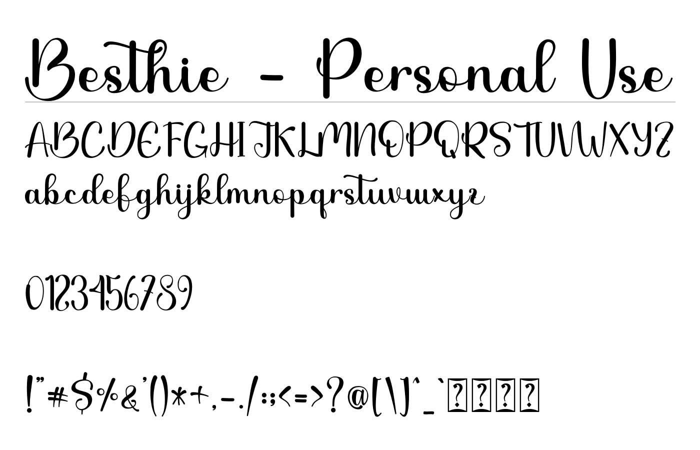 Besthie - Personal Use Font preview