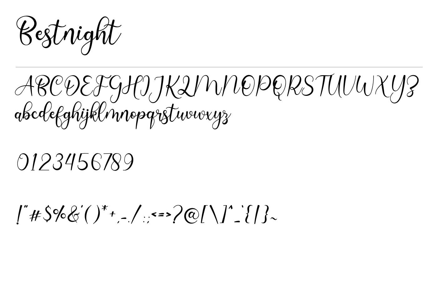 Bestnight Font preview
