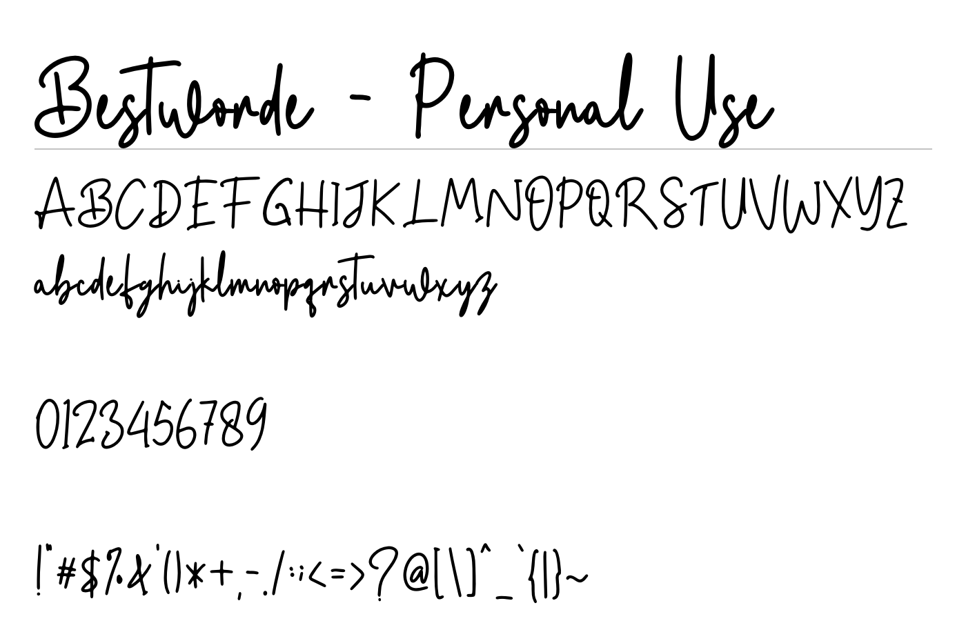 Bestworde - Personal Use Font preview