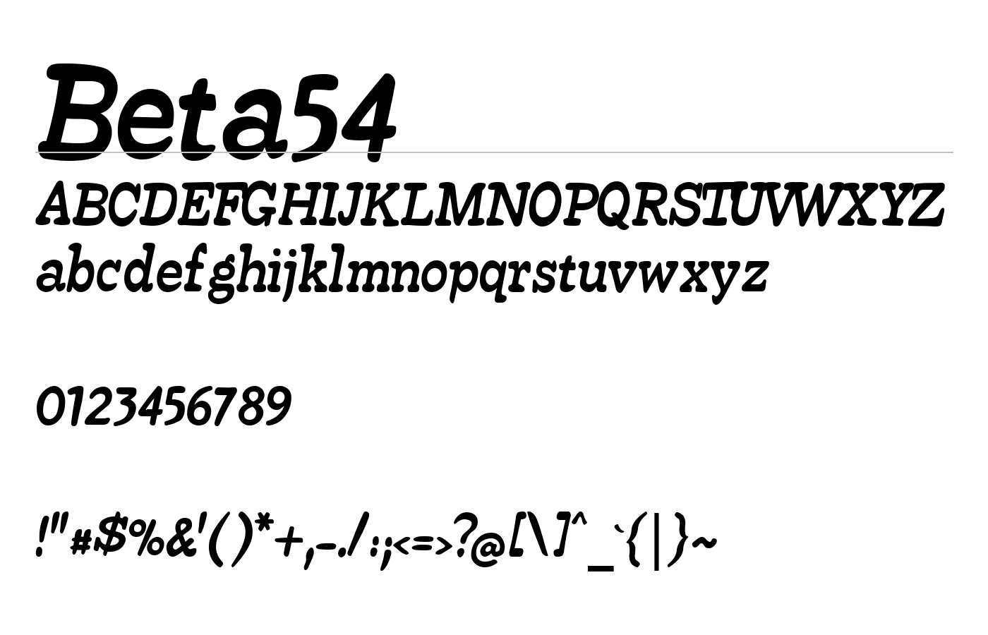 Beta54 Font preview