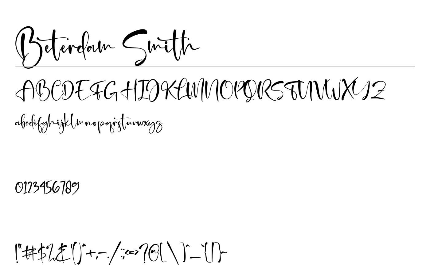 Beterdam Smith Font preview