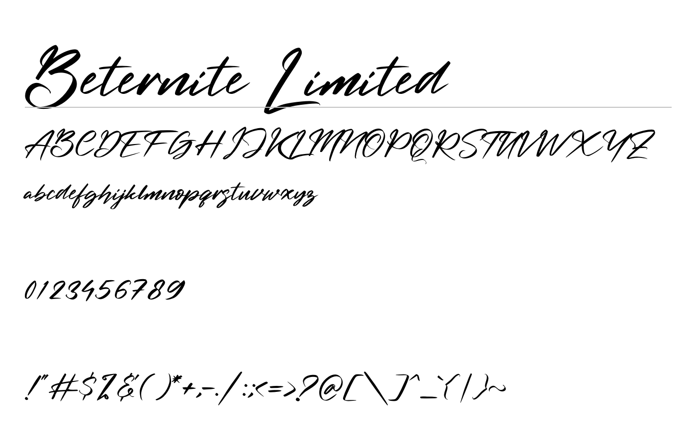 Beternite Limited Font preview