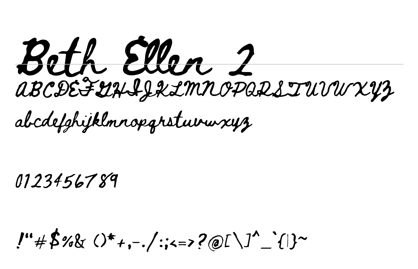 Beth Ellen 2 Font preview