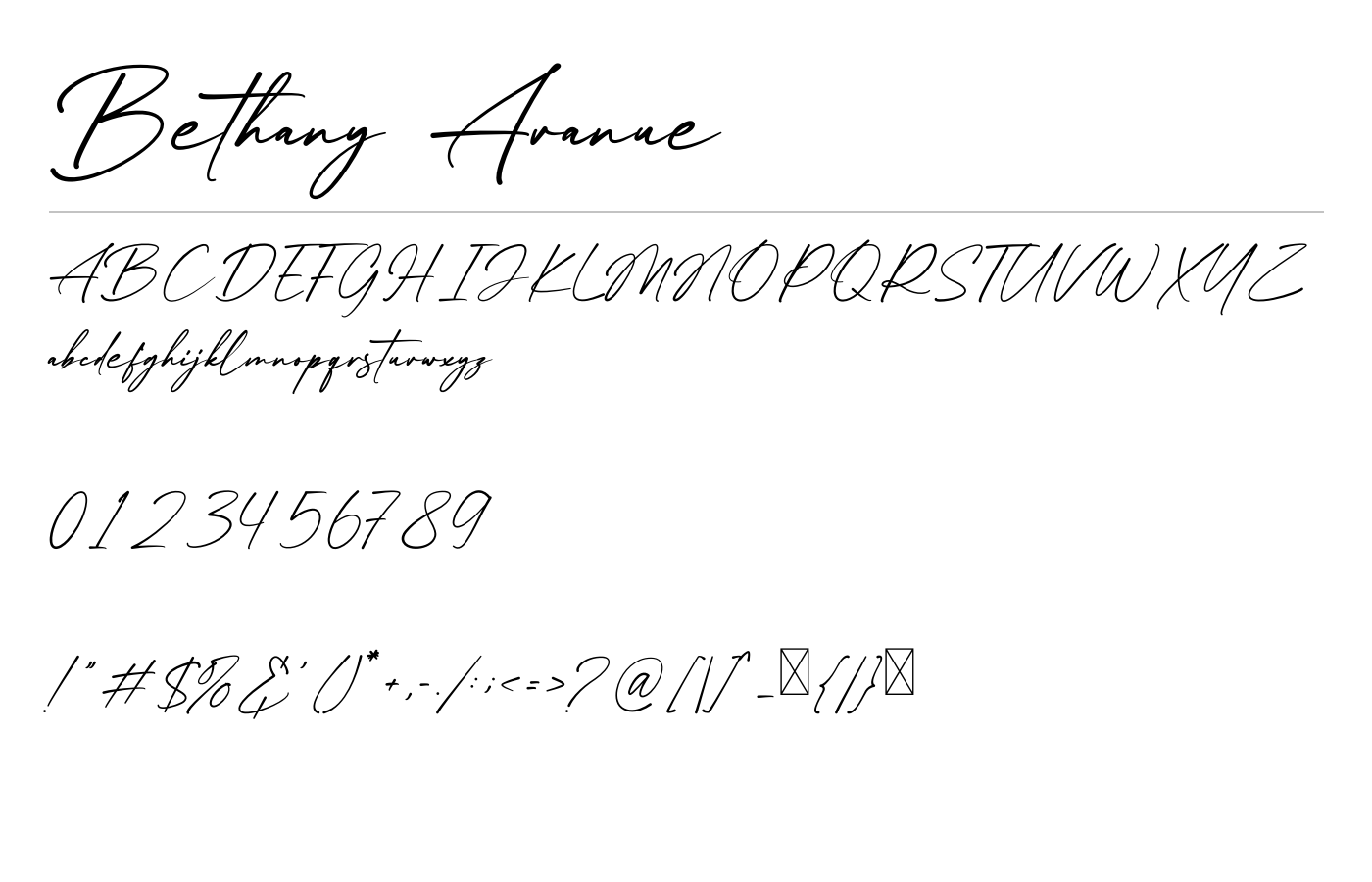 Bethany Avanue Font preview