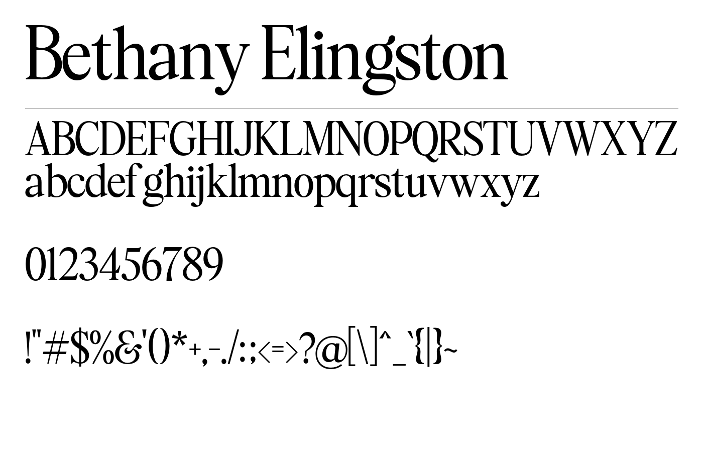Bethany Elingston Font preview