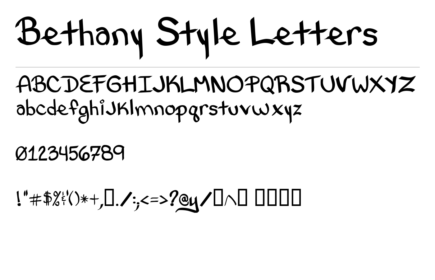 Bethany Style Letters Font preview