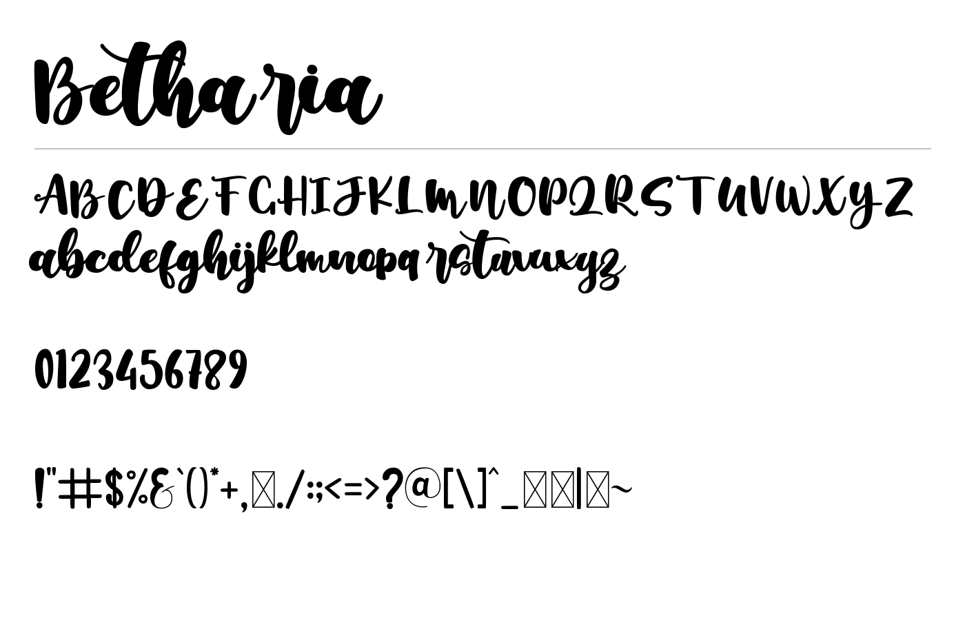 Betharia Font preview