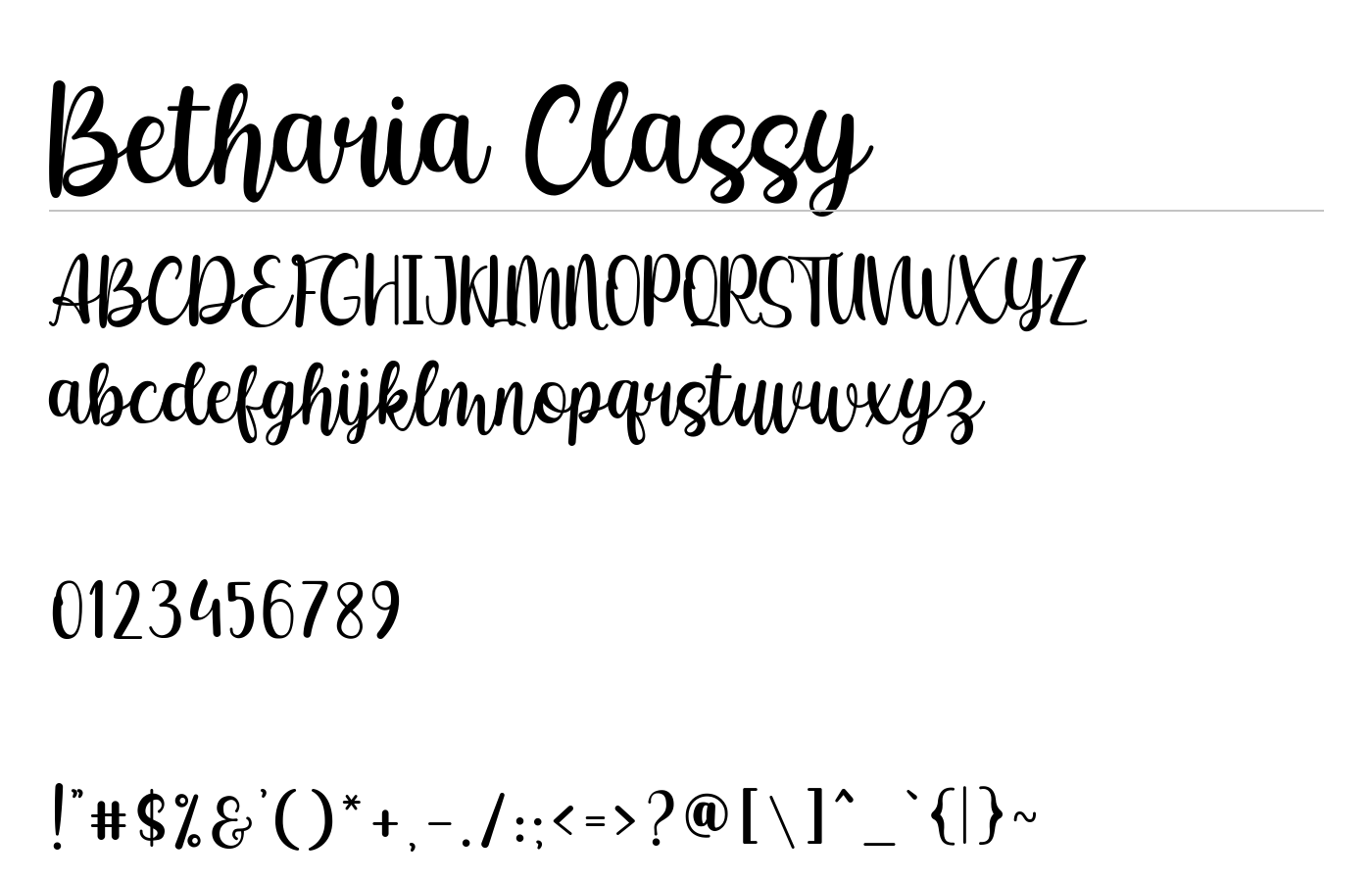 Betharia Classy Font preview
