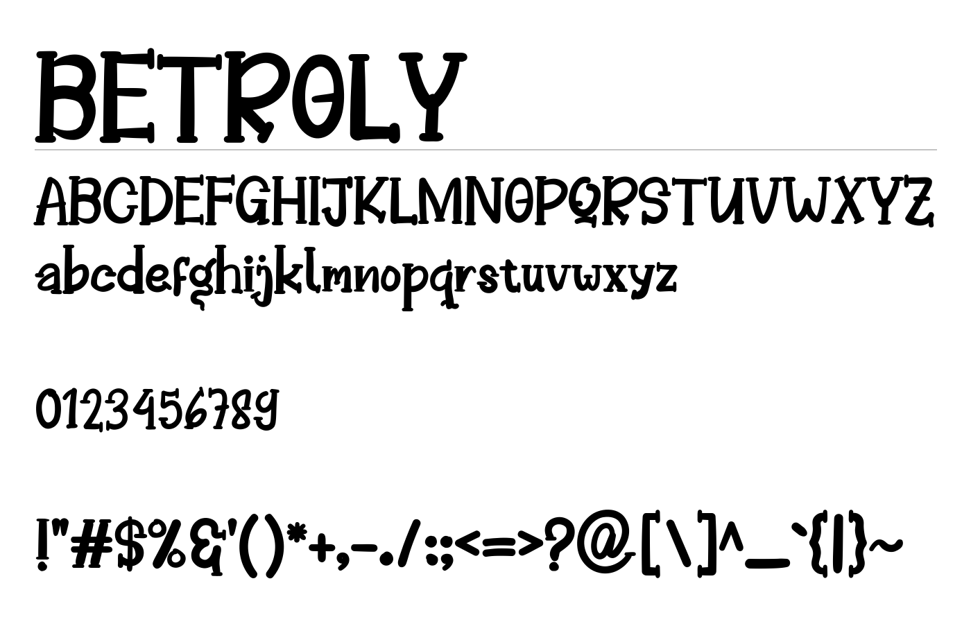 BETROLY Font preview