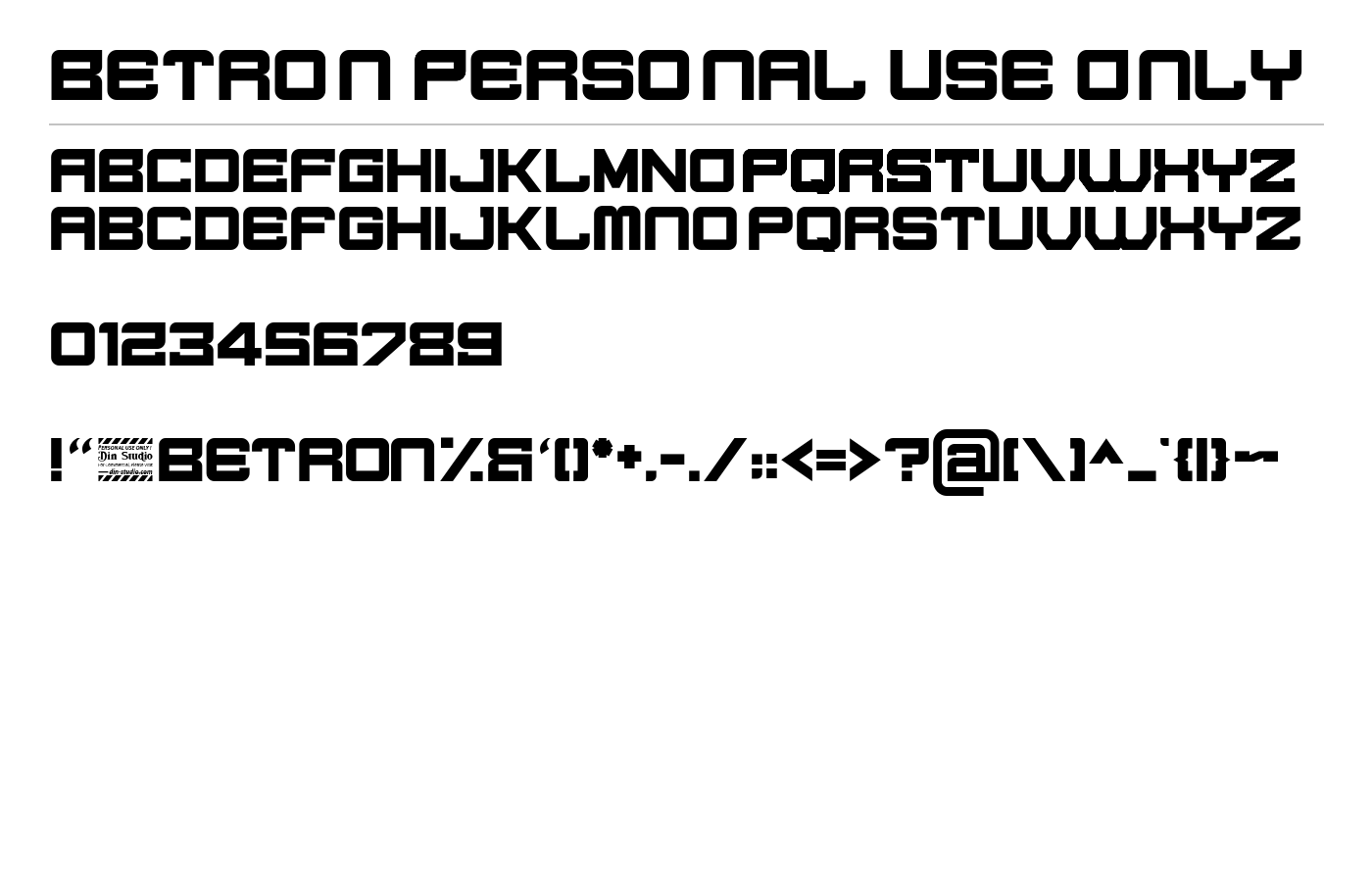 Betron Personal Use Only Font preview