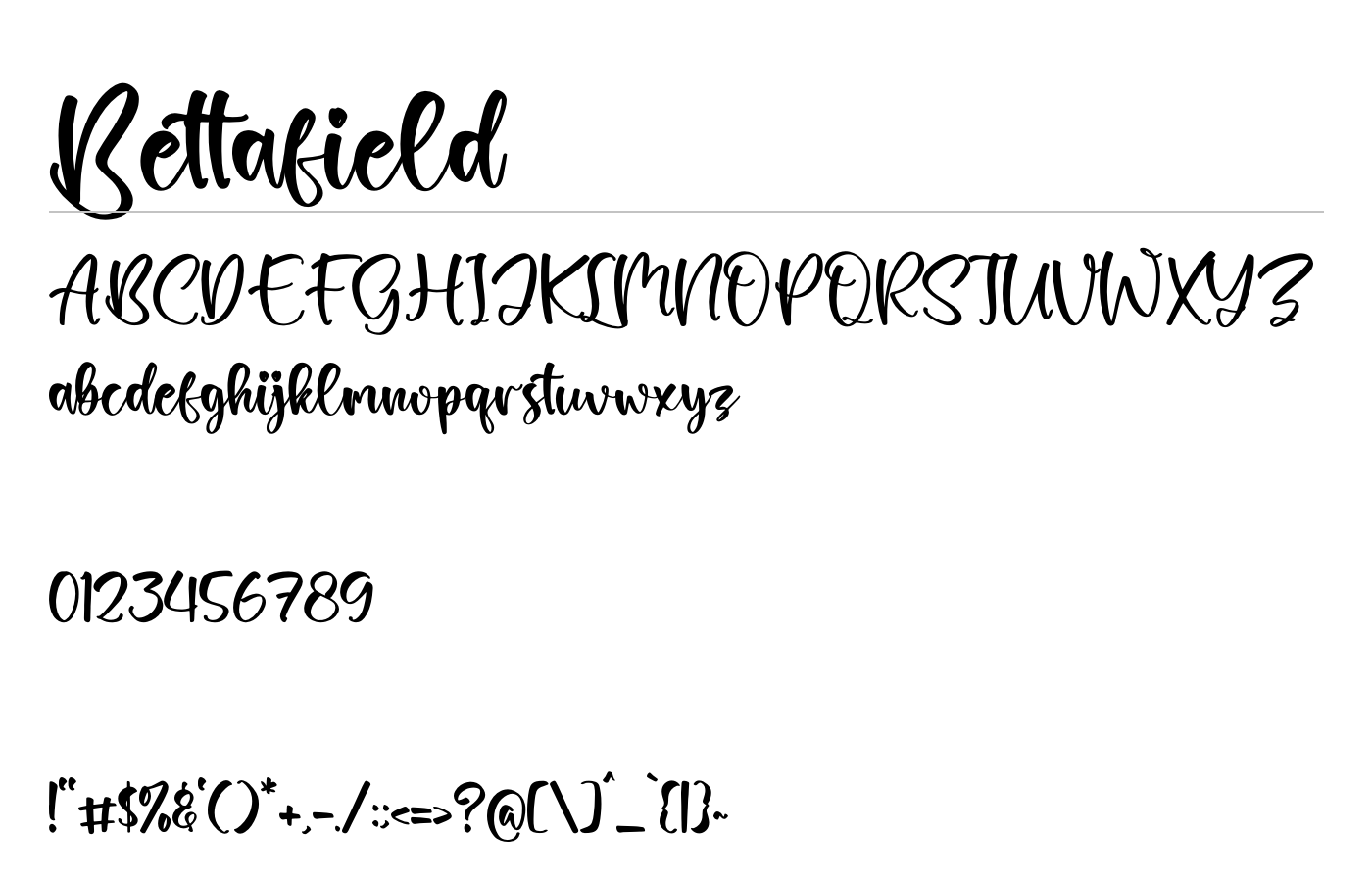 Bettafield Font preview