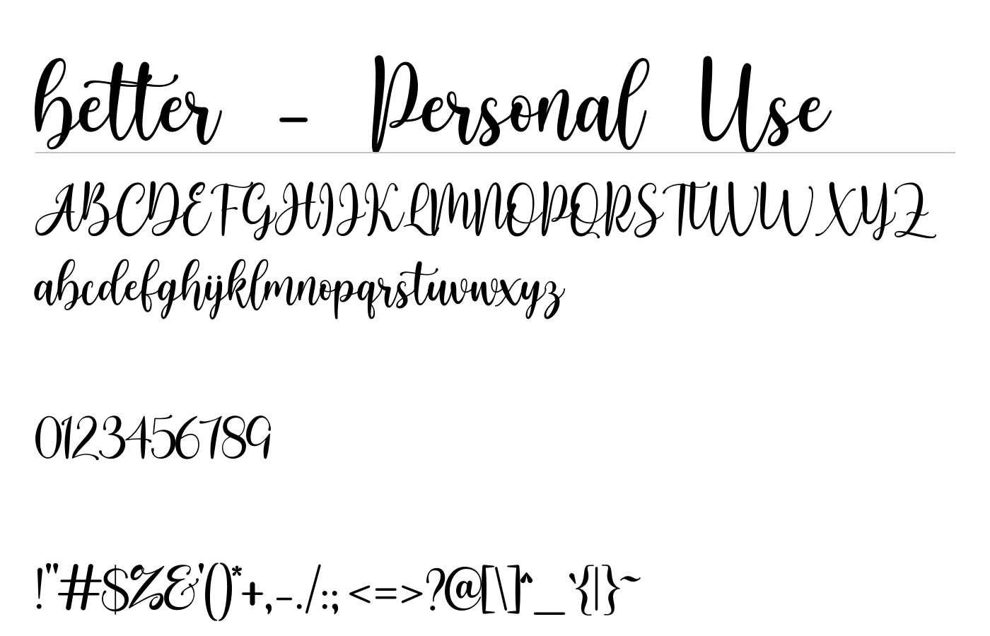 better - Personal Use Font preview
