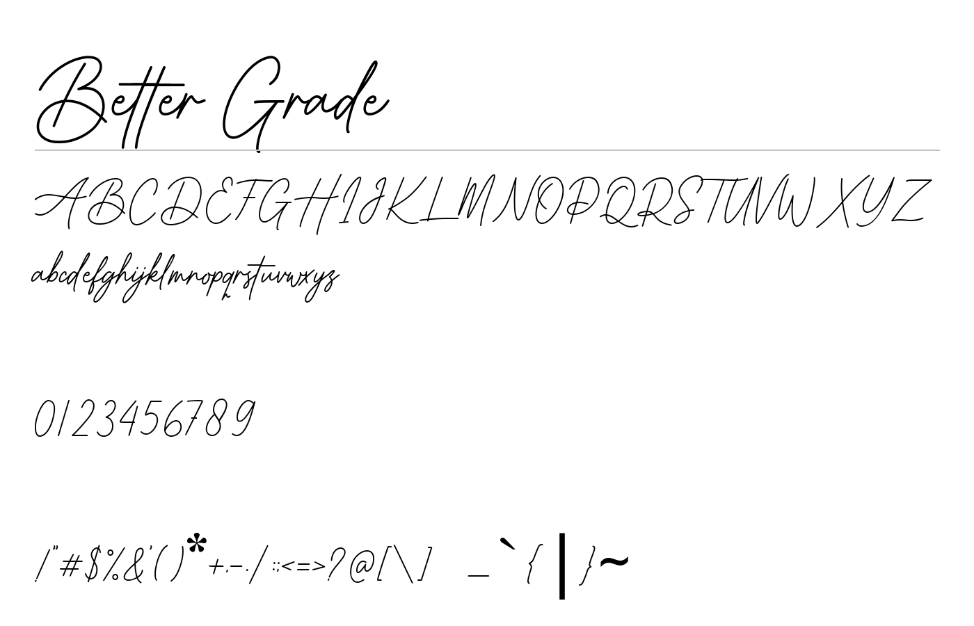Better Grade Font preview