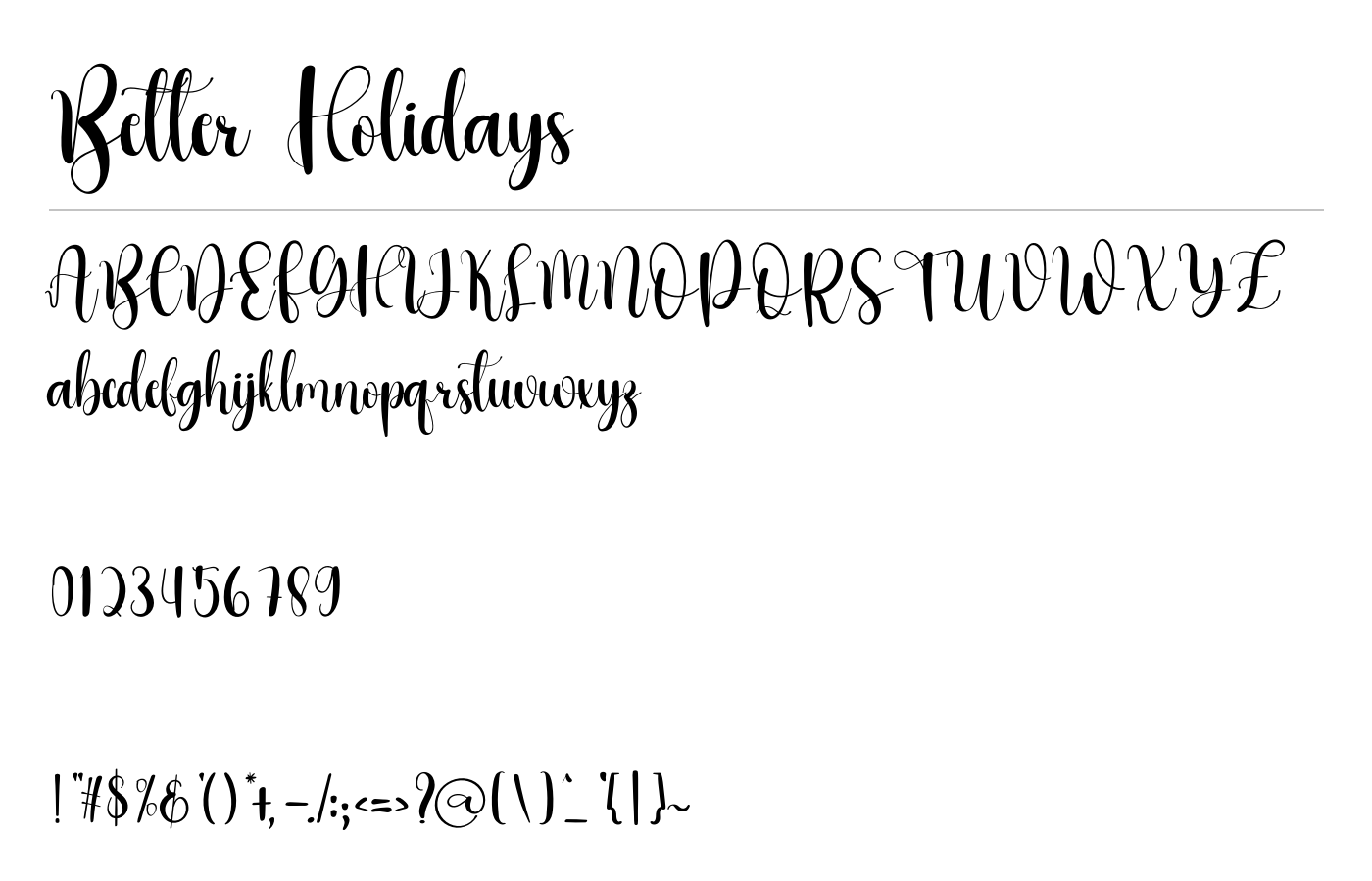 Better Holidays Font preview