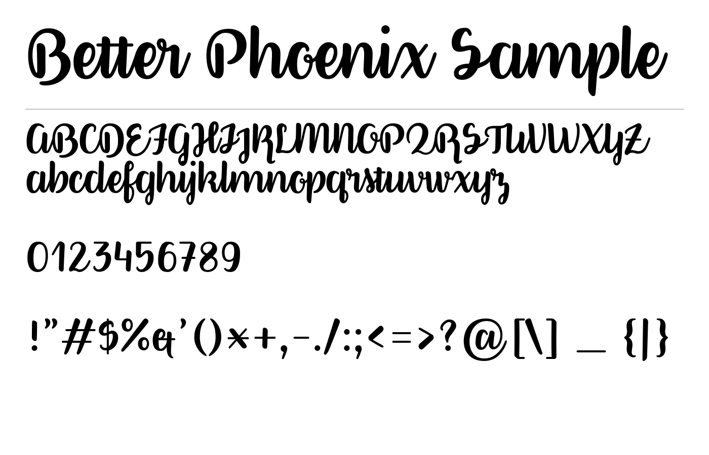 Better Phoenix Sample Font preview
