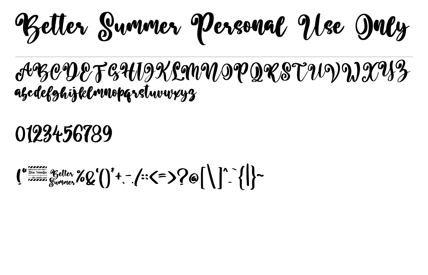 Better Summer Personal Use Only Font preview