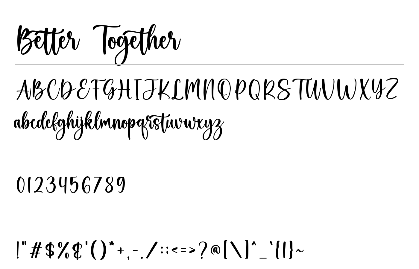 Better Together Font preview