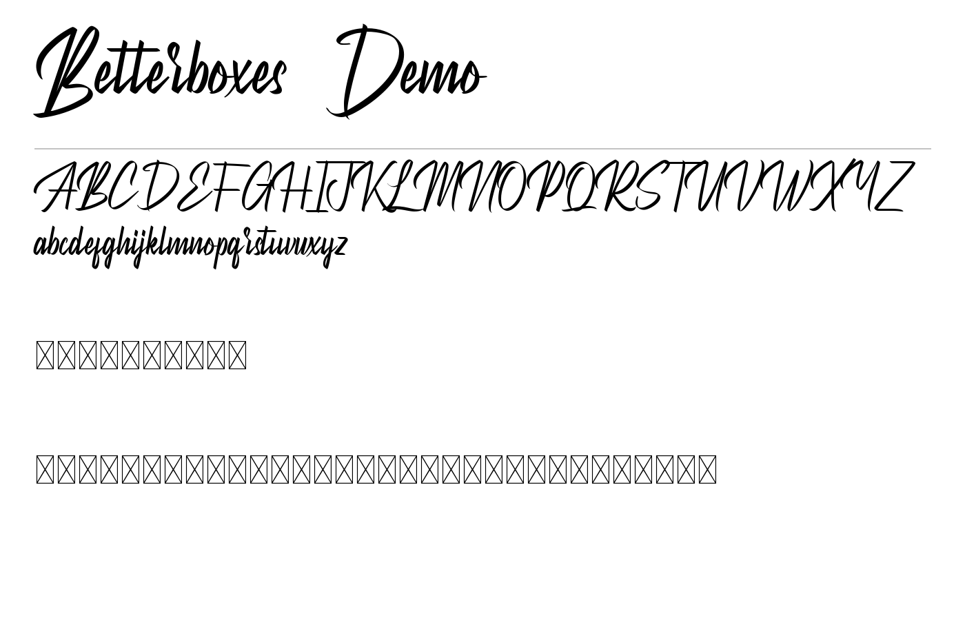 Betterboxes Demo Font preview