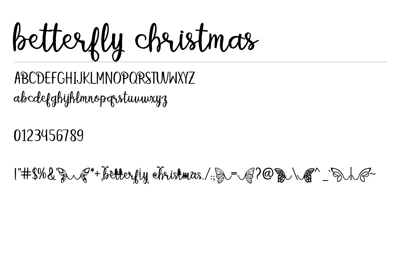 betterfly christmas Font preview