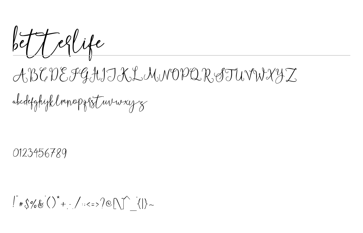 betterlife Font preview