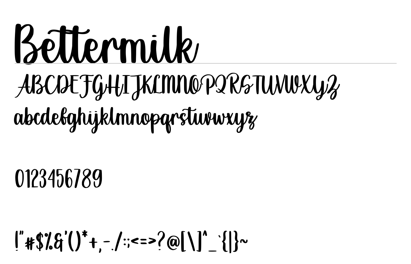 Bettermilk Font preview