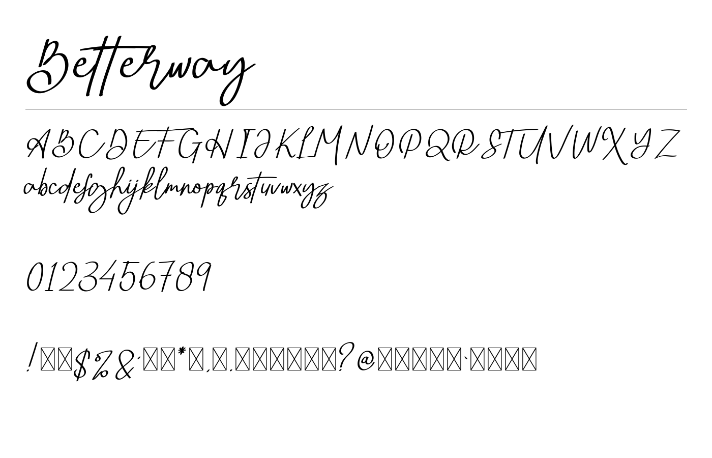 Betterway Font preview