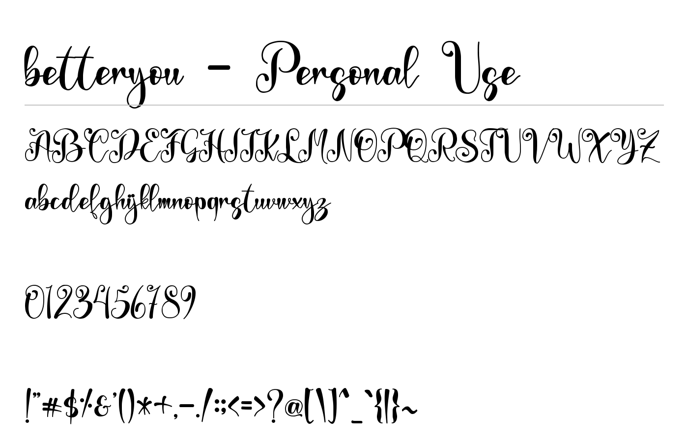 betteryou - Personal Use Font preview
