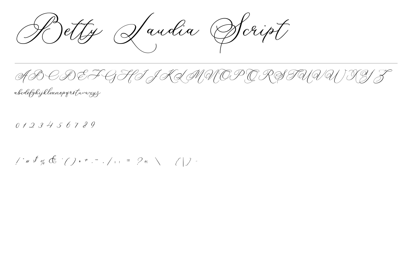 Betty Laudia Script Font preview