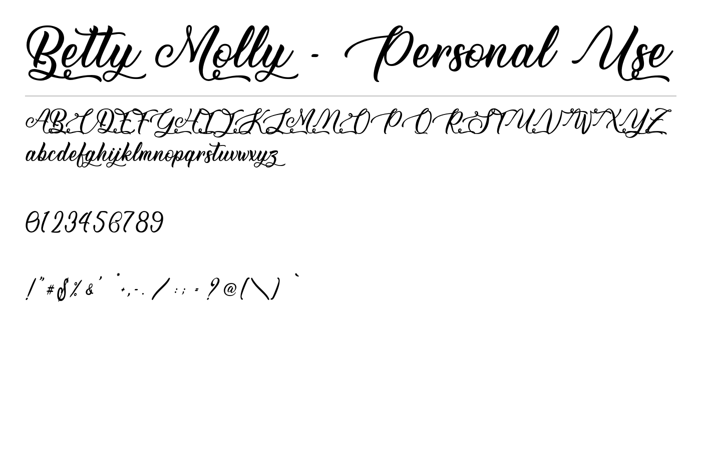 Betty Molly - Personal Use Font preview