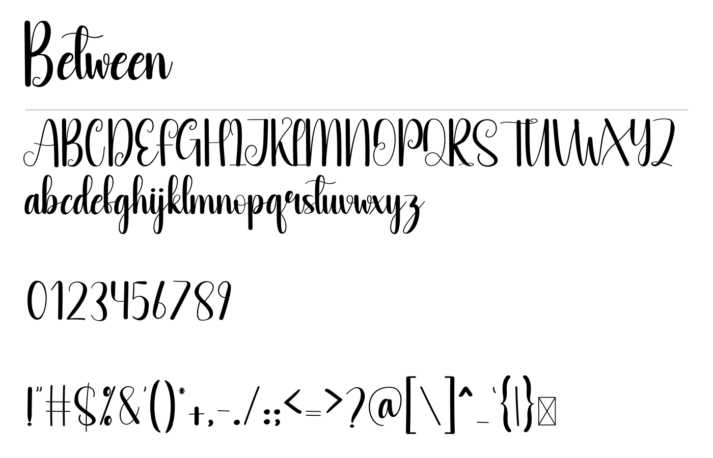 Between Font preview