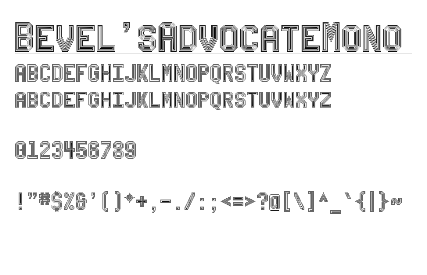 Bevel'sAdvocateMono Font preview