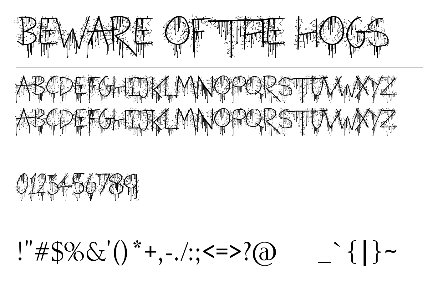 Beware of the Hogs Font preview